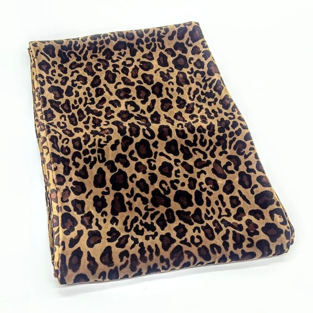 Brown Animal Print Silk Velvet Oblong Scarf